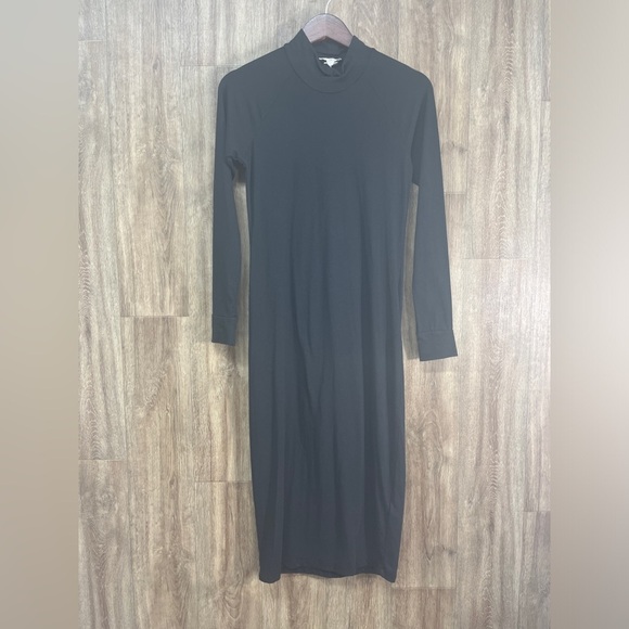 James Perse Long Sleeve Turtle Neck Cotton Maxi Dress - Picture 2 of 10